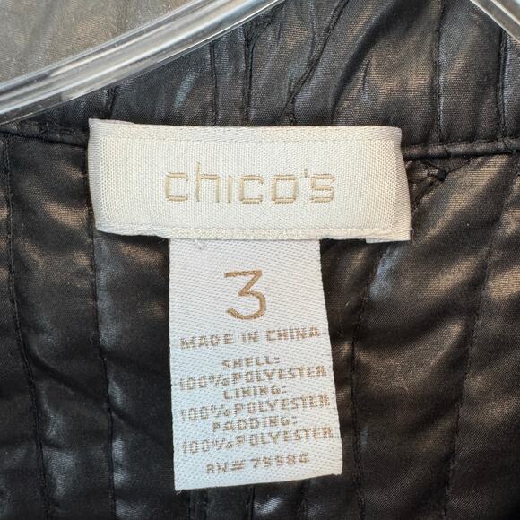 Chico's Pink/Black Reversible Stitched Quilted Full Zip Puffer Jacket Size 3/XL - Picture 6 of 16